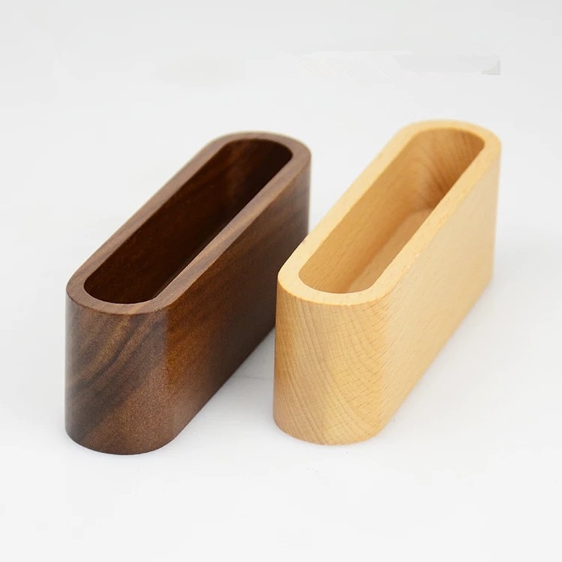 Wooden business card holder table card display storage box name card holder case office supplies