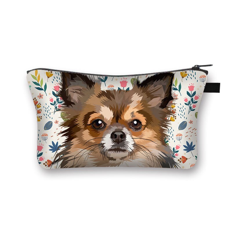 Kawaii pies Chihuahua drukuj kosmetyczka kobiety torebki na makijaż panie szminka przechowywanie torby dla dziewcząt podróżujących kosmetyczka organizatorzy: shzbchihucw10