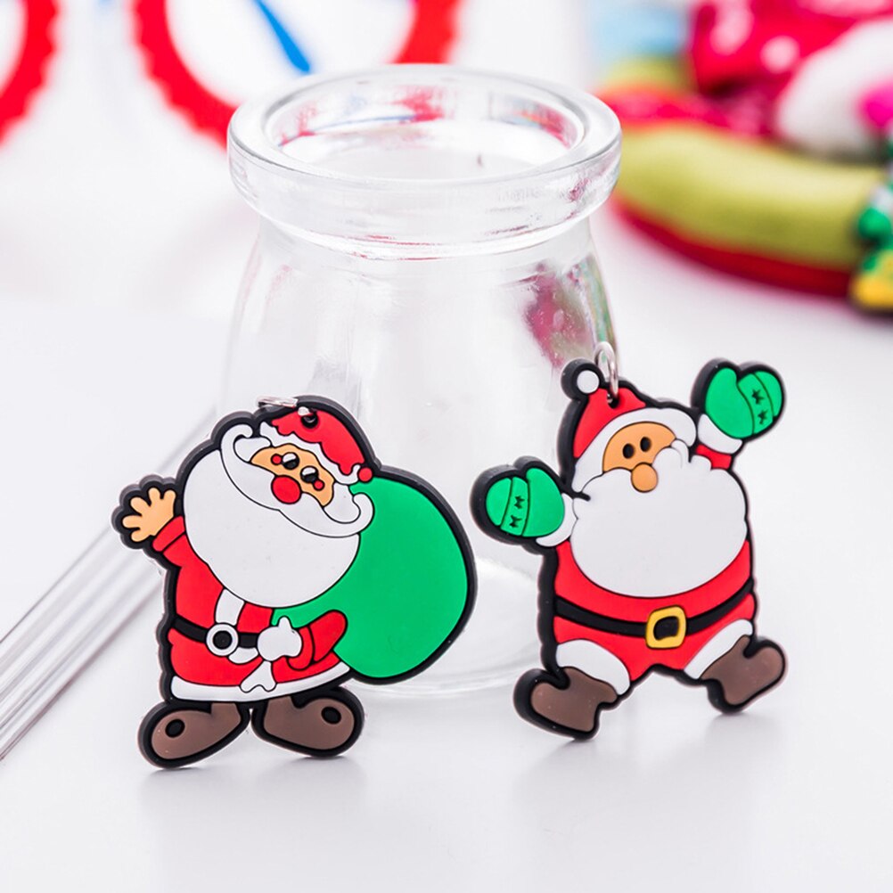 12 stuks cartoon kerstman sleutelhanger kerstboom sleutelhanger hangende hanger decoratie (willekeurige stijl)