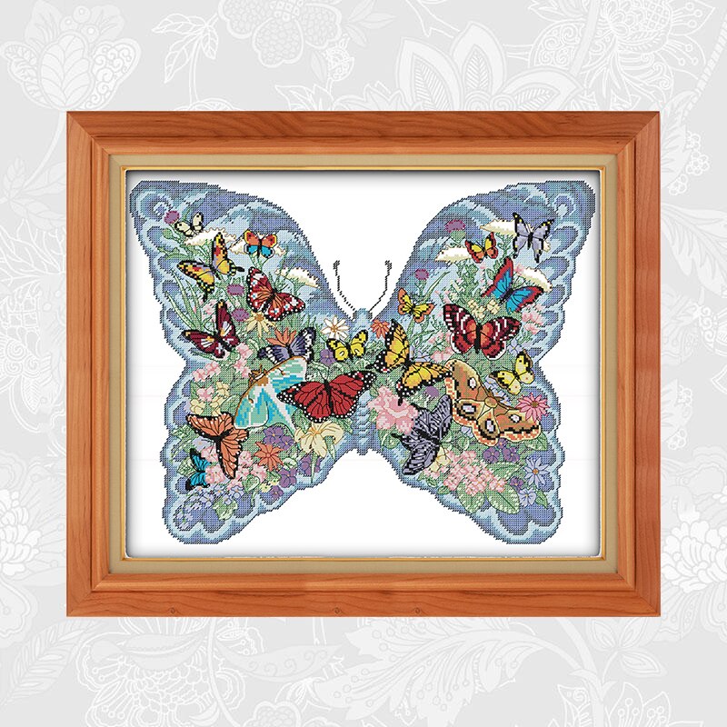 Vlinders in een vlinder Geteld Gedrukt Canvas Borduurwerk Handgemaakte Handwerken 14ct 11ct Aida Kruissteek kits