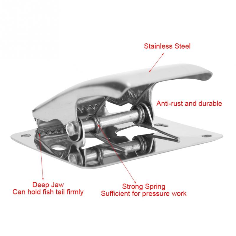 Stainless Steel Fish Fillet Clamp Deep-jaw Fish Tail Clip with Mounting Screws for Fishing Board Pesca Fish Cleaning Tools