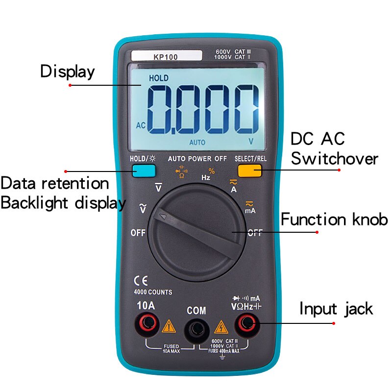 ESR Kondensator Tester Auto Range Digital-Multimeter 4000 Zählt Spannung Anzeige Frequenz Meter Auto Power Off Elektrische Meter