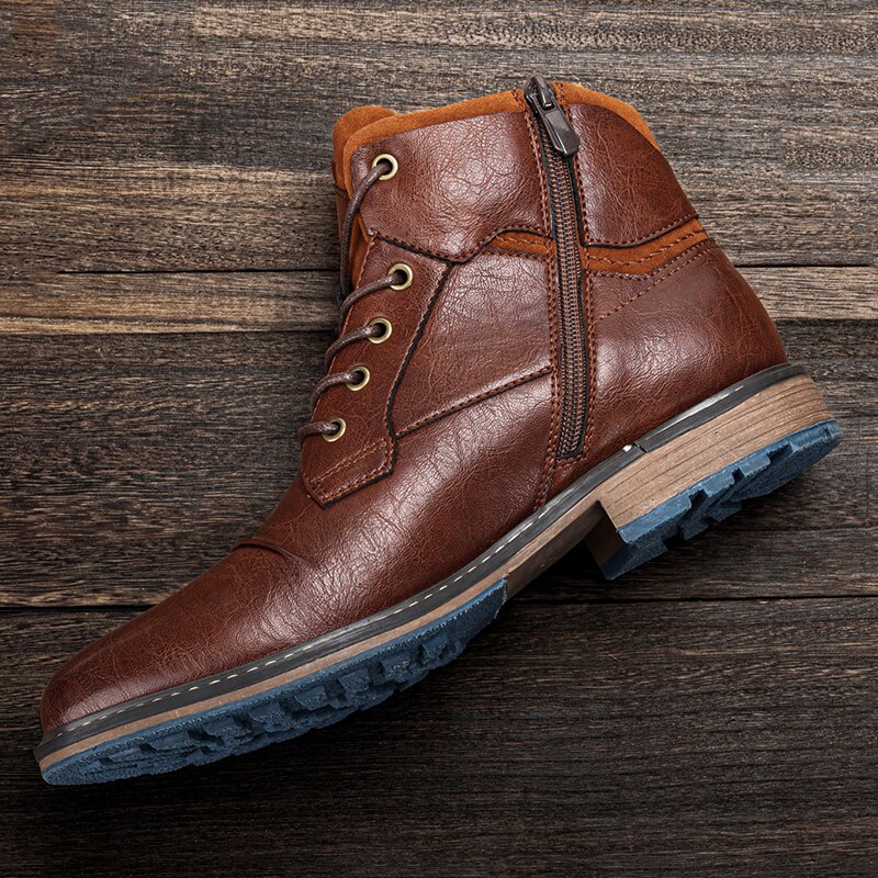 Plus size 8-12 støvletter herre merke ankelstøvletter vintage høst komfortable skinnstøvler menn vintersko