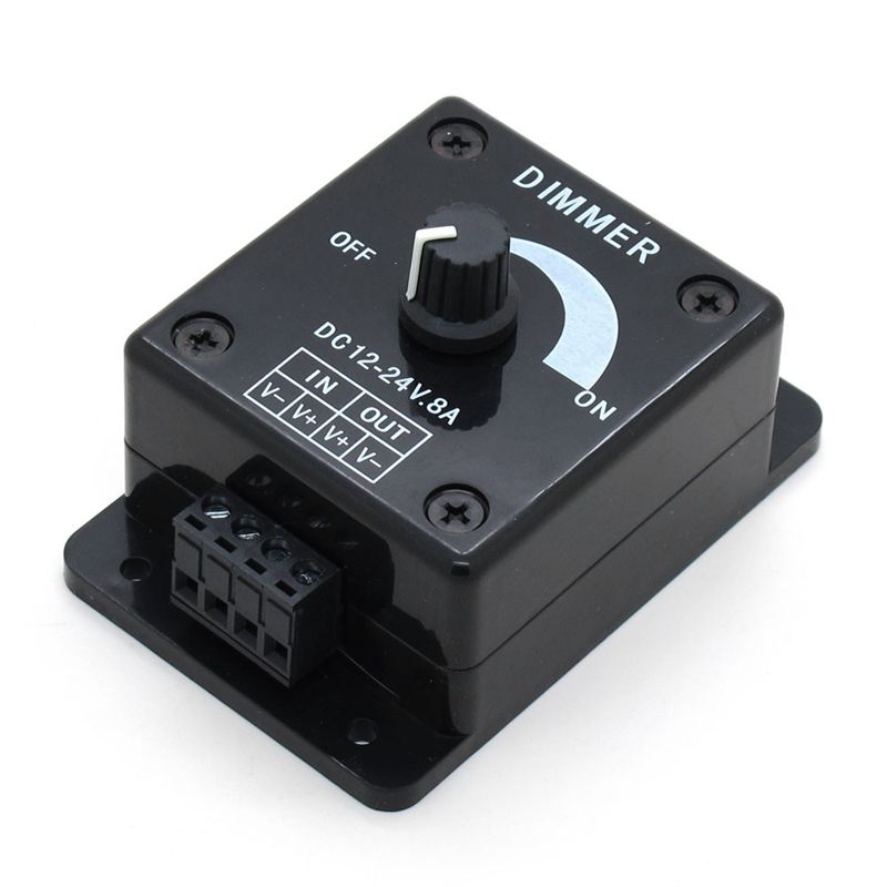 Black LED Dimmer Switch DC 12V 24V 8A Adjustable Brightness Lamp Bulb Strip Driver Single Color Light Power Supply Controller: Default Title