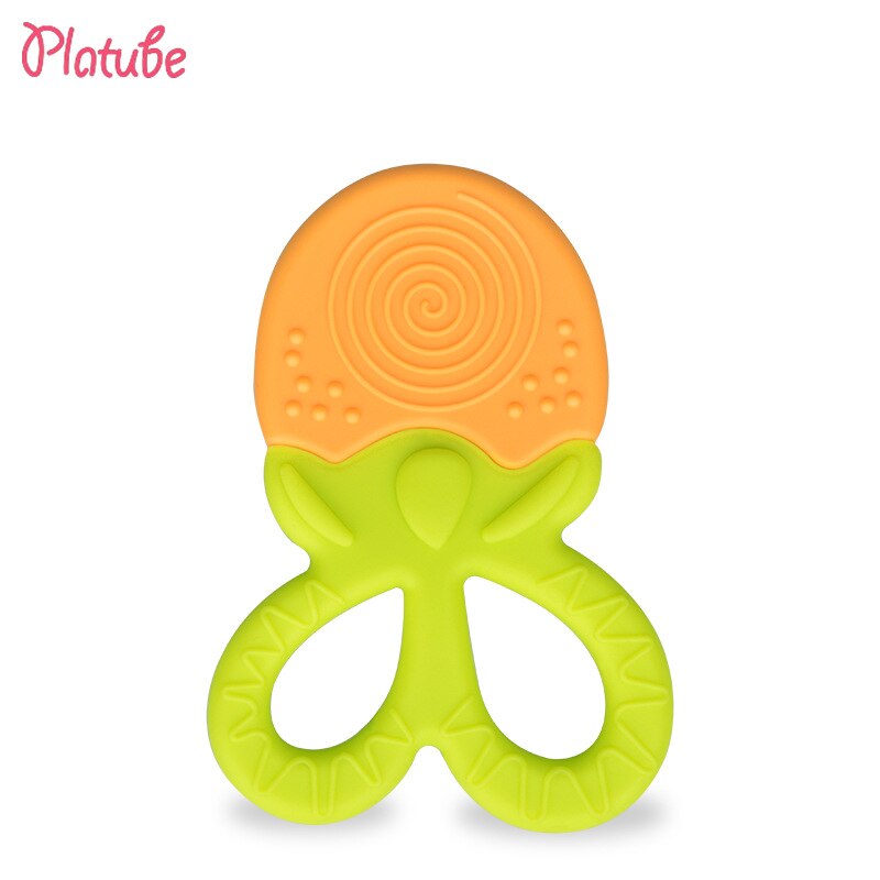 Baby Scissors Shape Tooth Gum Cartoon Colorful Silicone Molar Stick Training Tooth Toy Safe Soft Teething Rings