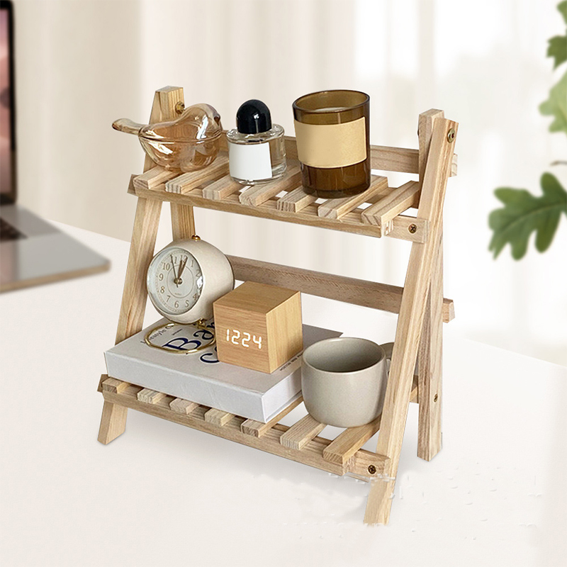 Étagère de rangement en bois à 2 niveaux, 1 pièce, organisateur de bureau, présentoir de bureau trapézoïdal, papeterie de bureau