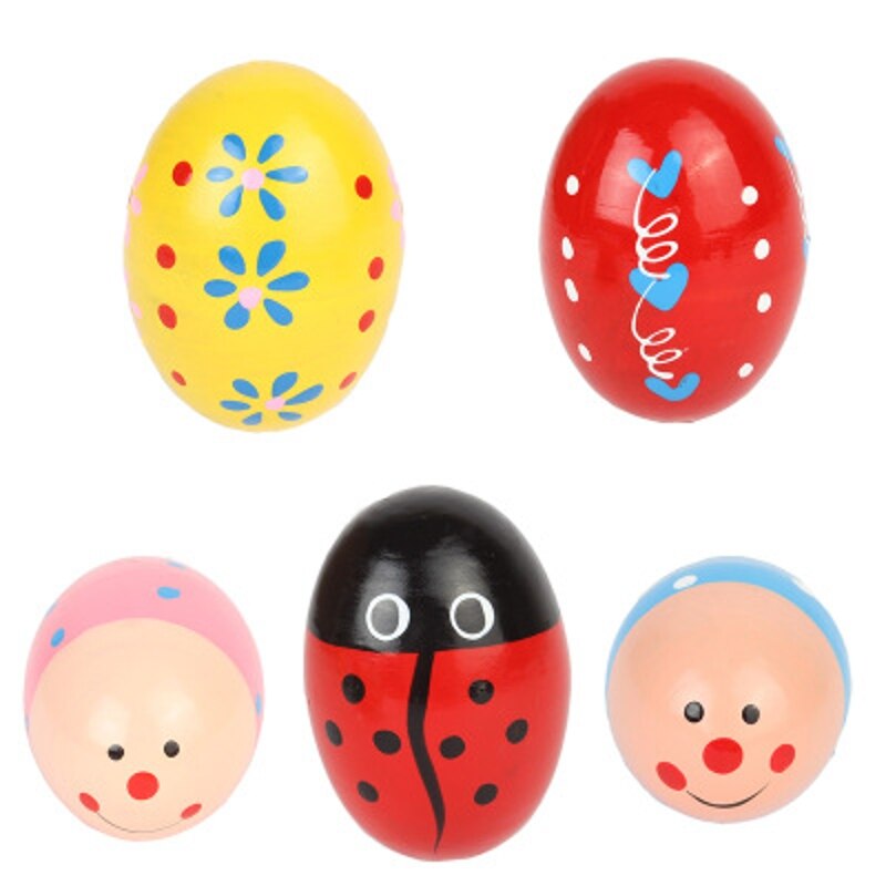 Hbb 6 Stuks Houten Percussion Musical Eieren Maracas Ei Shakers Baby Speelgoed Lawaaimaker Baby Peuters Speelgoed