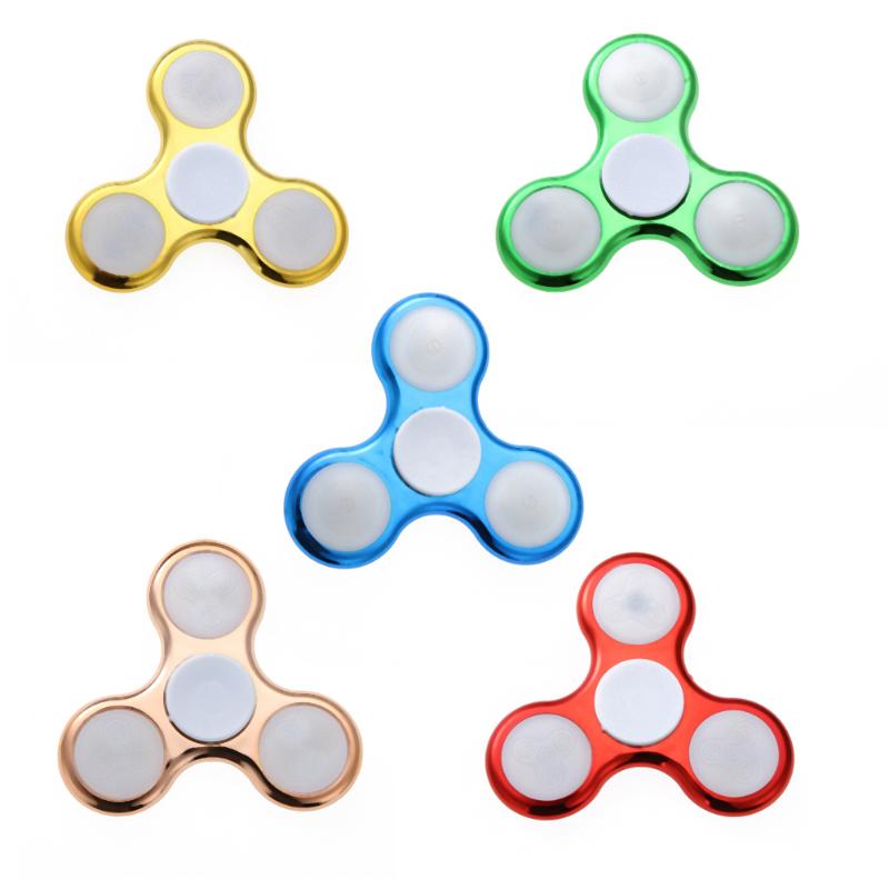 Children Autism Fingertip Gyroscope Rotation Hand Spinner Aluminum Alloy with LED Toy Kids Fidget Spinner Stress Relief Toy Boy