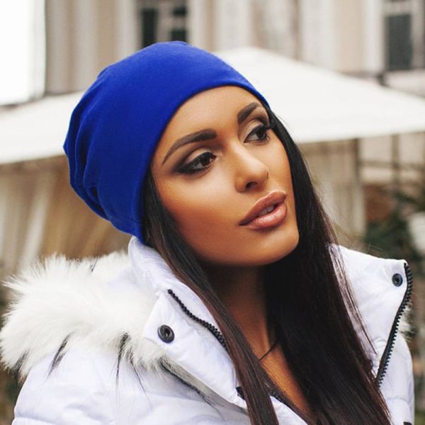 Unisex kvinder mænd strik vinter varm ski hæklet slouch hat cap beanie oversize 6 farver: Blå