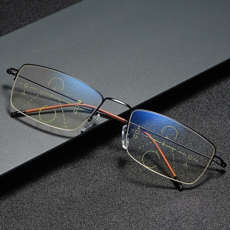 Titanium Multi-Focus Leesbril, Progressive Dual-Focus Anti-Blauw, anti-Ultraviolet, Verziendheid Bril