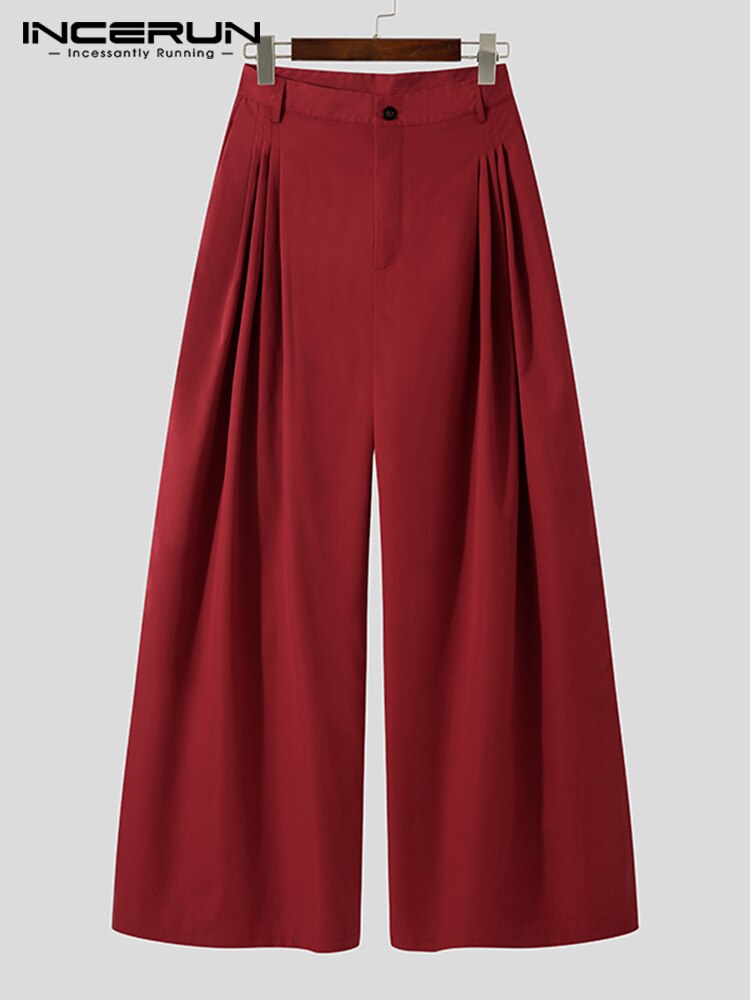 INCERUN 2021 nuovi uomini moda casuale Pantalons solido tutto-fiammifero semplice maschio gonfio pantaloni a vita alta goccia cavallo pantaloni lunghi S-5XL
