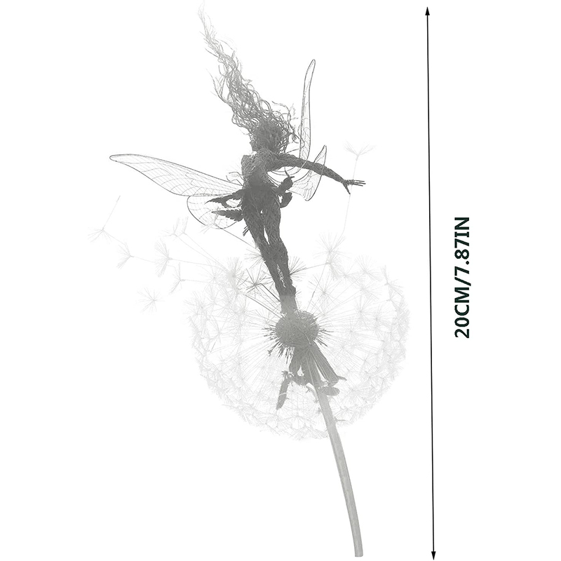 Garden Decoration Dancing Fairy With Dandelion Steel Wire Statue Miniature Sculpture Yard Decor Ornaments Flower Fairy Statue: 02
