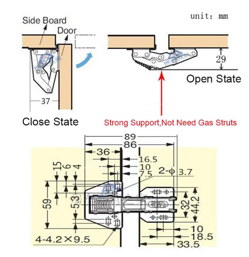 2–12 x Overhead-Scharnierklappe für Wohnwagen, Wohnmobil, Scharniere, Schließfach, Schranktür, Küchenschrankscharniere für Gesichtsrahmen, Schrank