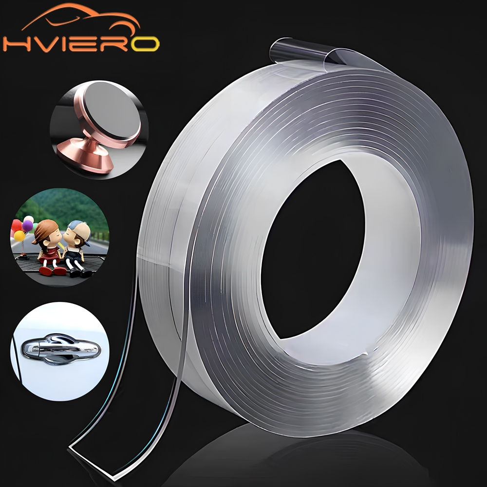 1m/3m/5m nano-tejp spårlös dubbelsidig transparent återanvändbar vattentät resistent värmehäftande rengöringsbar 10mm bredder bilverktyg