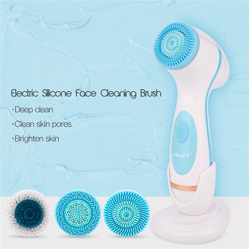 Limpiador Facial eléctrico 3 en 1, máquina limpiadora de rostro y poros de la piel, masaje de limpieza corporal, herramientas de limpieza