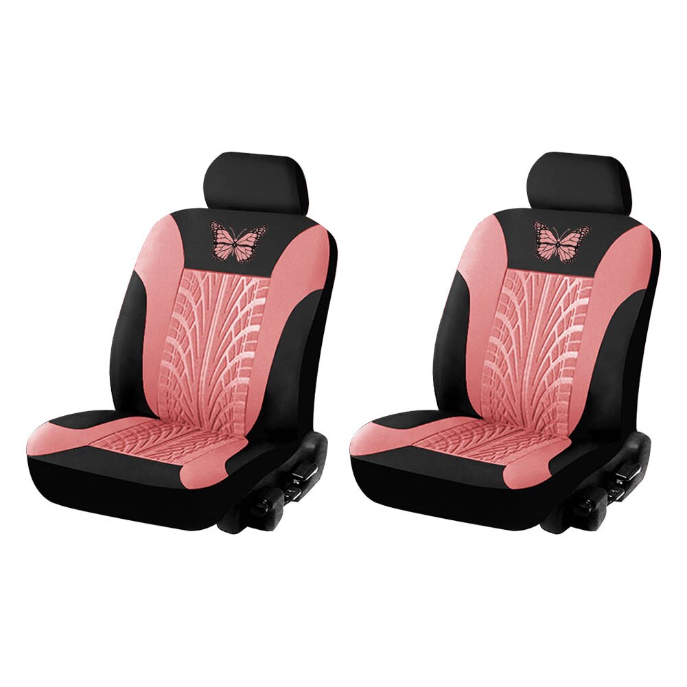 Universal Car Seat Cover Set Butterfly Pattern PU Leather Bucket Seat Cover: 2set Pink	