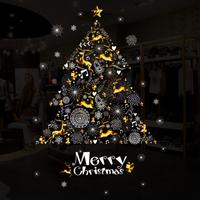 Christmas Wall Sticker Window Glass Decal Santa Claus Snowman Elk Mural Art Year Christmas Decor Home Wall Sticker Xmas: C