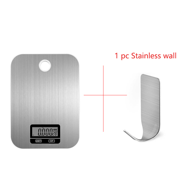Digital Kitchen Scale 5Kg/1g Stainless Steel Kitchen Electronic Scales High Accurate Food Baking Weigh Scales with wall hook: Default Title