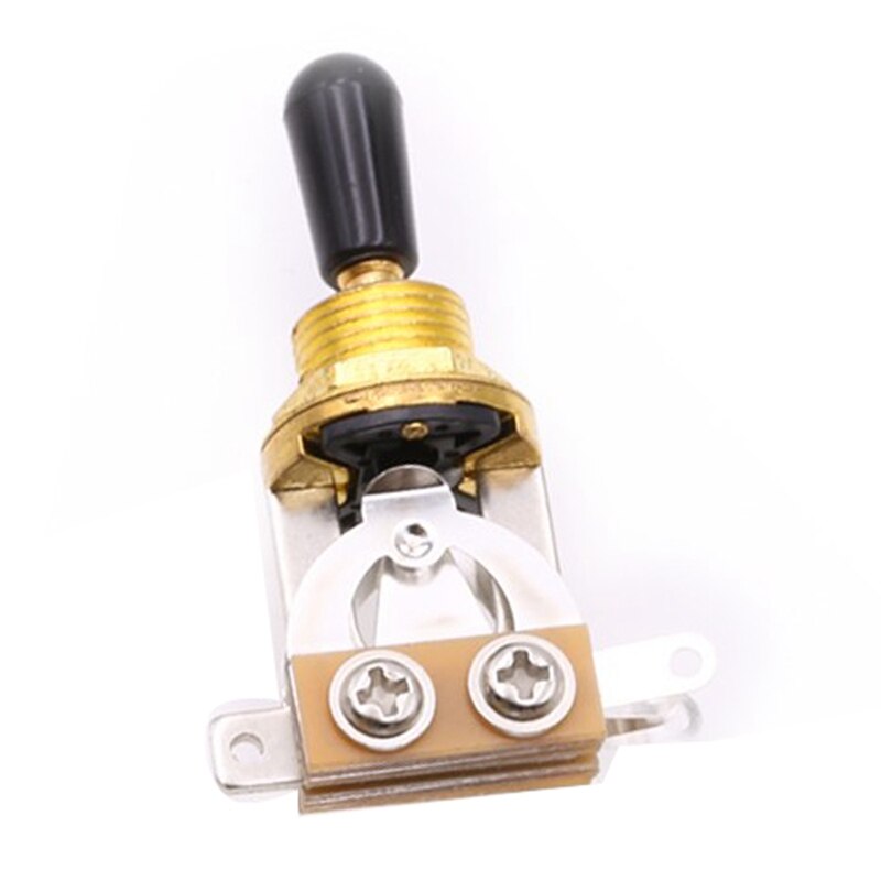 Guitar 3-Way Toggle Switch With Gold Finish, Black Tip & Mounting Plate – Fits Epiphone LP & SG