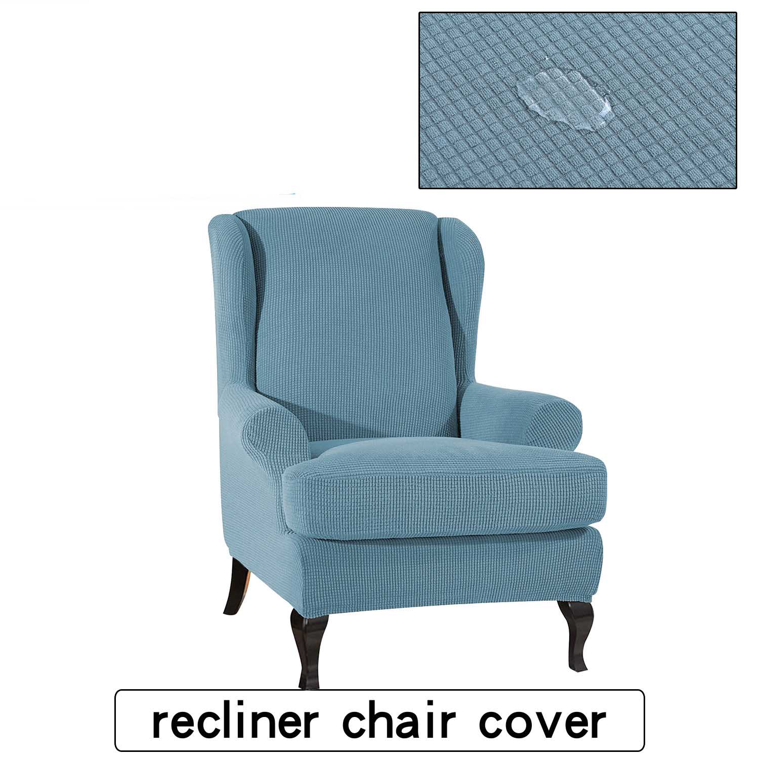 Vattentät all-inclusive elastisk fåtölj wingback soffa rygg stolsöverdrag fritidspall överdrag rutiga ränder skydd överdrag: Matcha grön