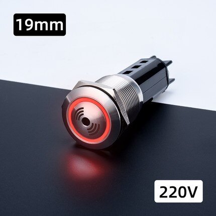 Sound and Light Metal Buzzer 12V 24V 220V 16mm 19mm 22mm Metal Buzzer 70 Decibel Metal Indicator Light with Buzzer: 19mm 220V