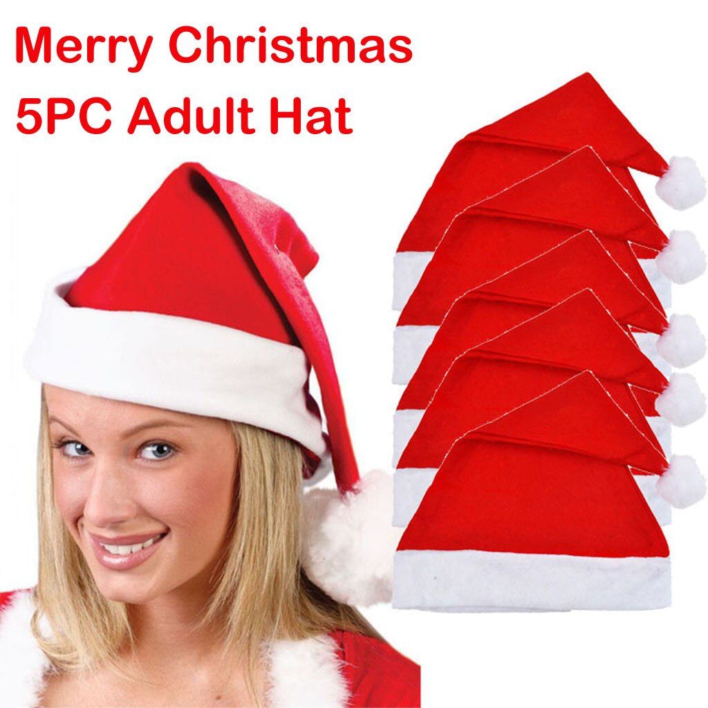 Sagace Hoeden Winter 5Pcs Volwassen Unisex Xmas Red Cap Santa Hoed Voor Kerst Festival Party Caps Vrolijk Kerstfeest