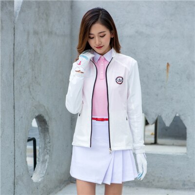 Golf femmes veste légère pleine coupe-vent à capuche veste dames Sport Golf vêtements coupe-vent à manches longues Golf manteau D0684: WHITE / XL