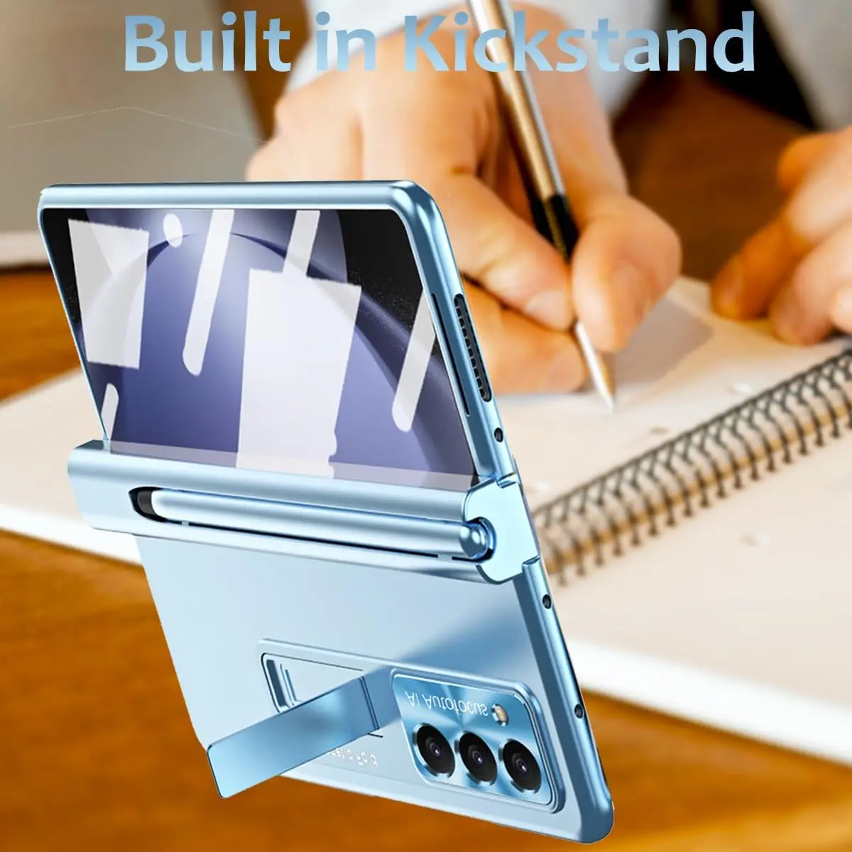 Luxe Pc Case Voor Samsung Galaxy Z Fold 5 3 4 Case Met S Pen En Pen Houder Scharnier Bescherming Ingebouwde Screen Protector Stand