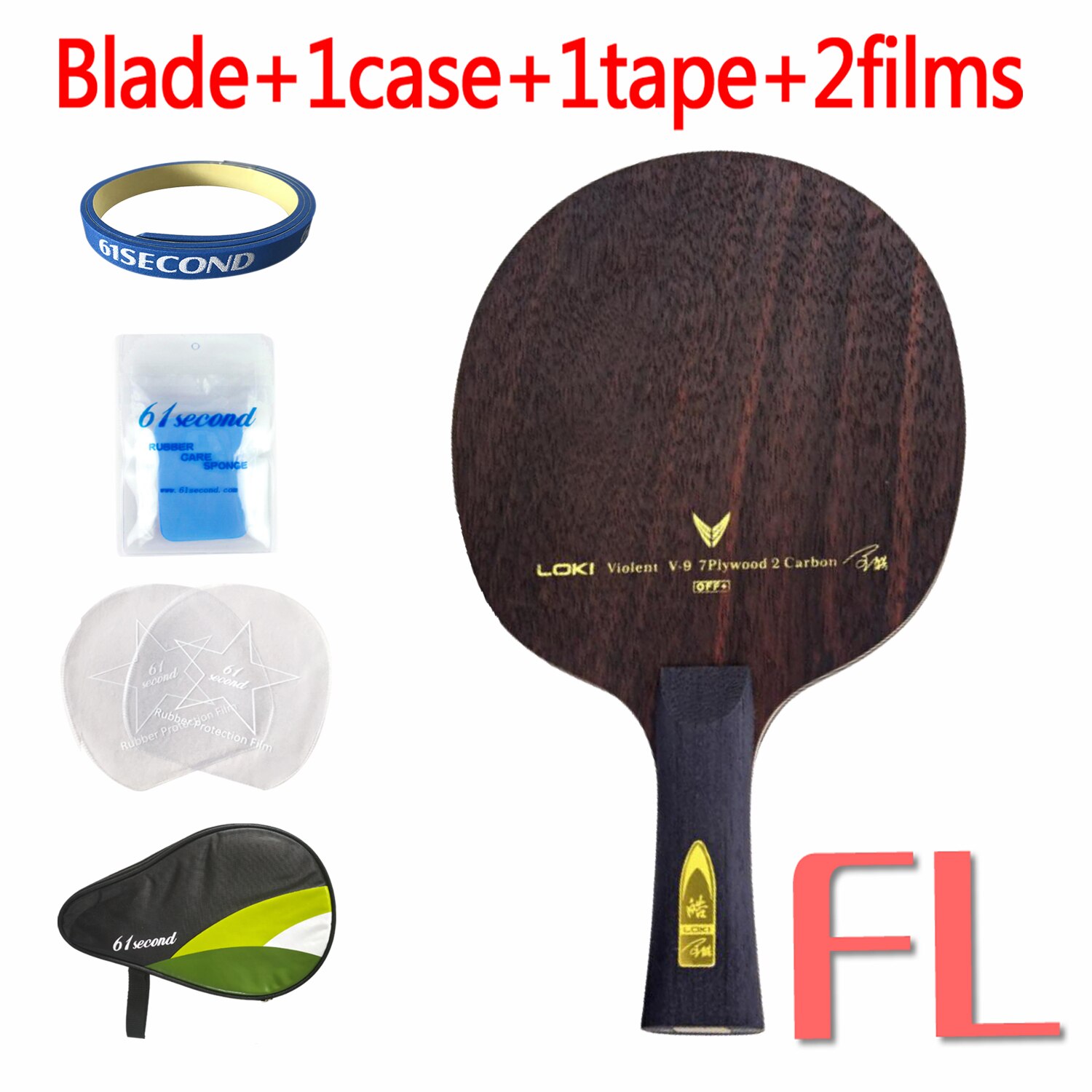 LOKI Violent 9 V9 Table Tennis Blade Racket (7+2 Ebony Carbon) Original LOKI WANG HAO V-9 Ping Pong Bat Paddle: FL with HM case