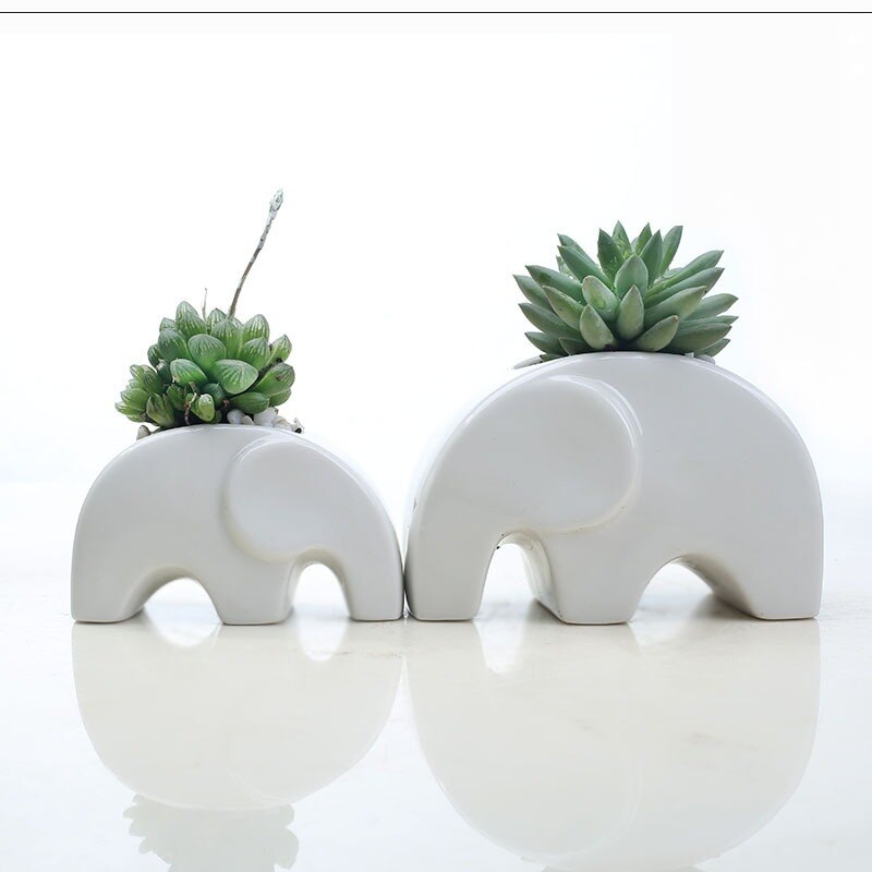 einstellen von 2 stück Elefanten förmigen keramik blumentopf Mini elefant porzellan blume pflanze topf für Schreibtisch Heimat Garten dekoration