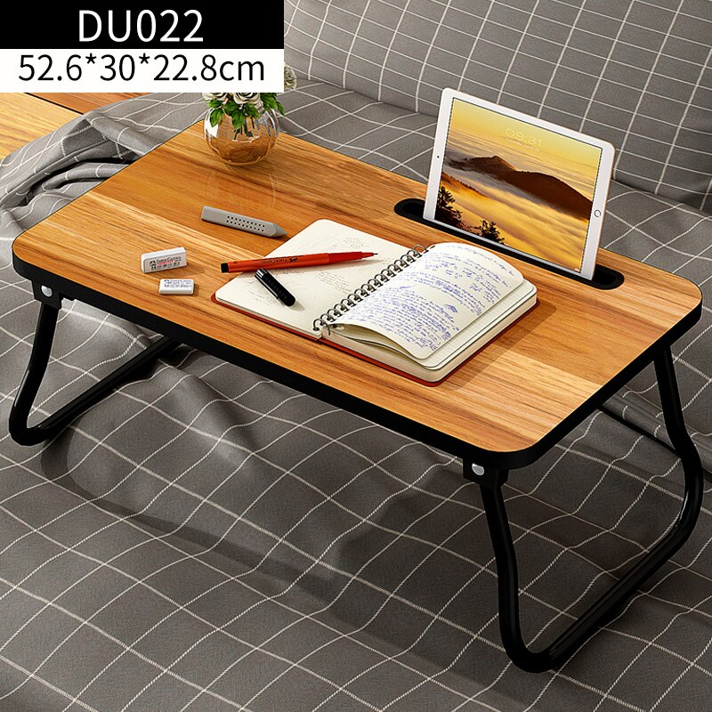 MDF Table, Fiberboard Small Dormitory Computer Bed Desk, Artificial Board Student Folding Small Table, Bedroom Seating: White