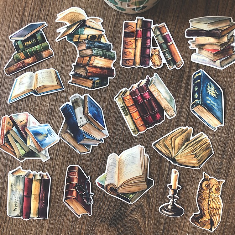 Vintage Bibliotheek Boeken Stickers Reizen Junkl Journal Ambachtelijke Papier Scrapbooking Craft Dagboek Album Tn Decoratieve