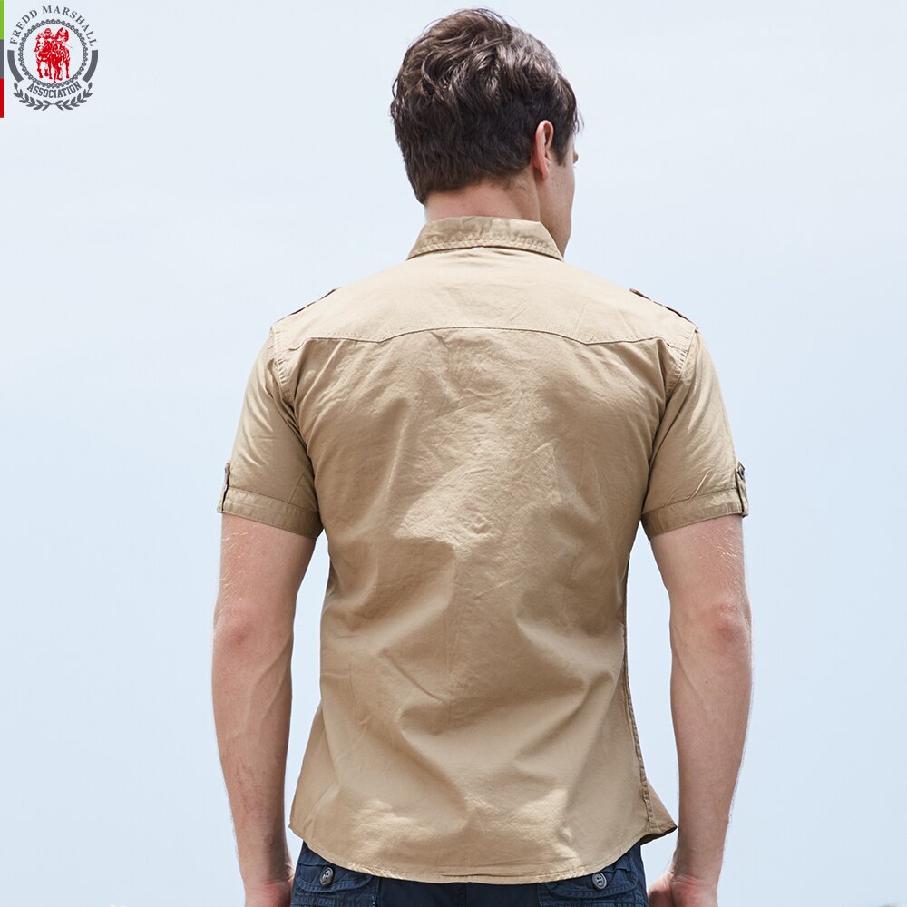 FREDD MARSHAll – chemise Cargo à manches courtes pour homme, couleur unie, travail, 55890