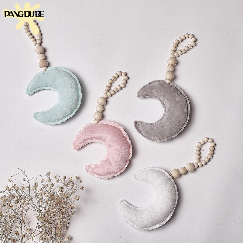 3pcs/4pcs Baby Room Decoration Baby Room Accessories Baby Girl Room Decor Moon Wooden Bead Kid Decoration Room Newborn Bed Prop