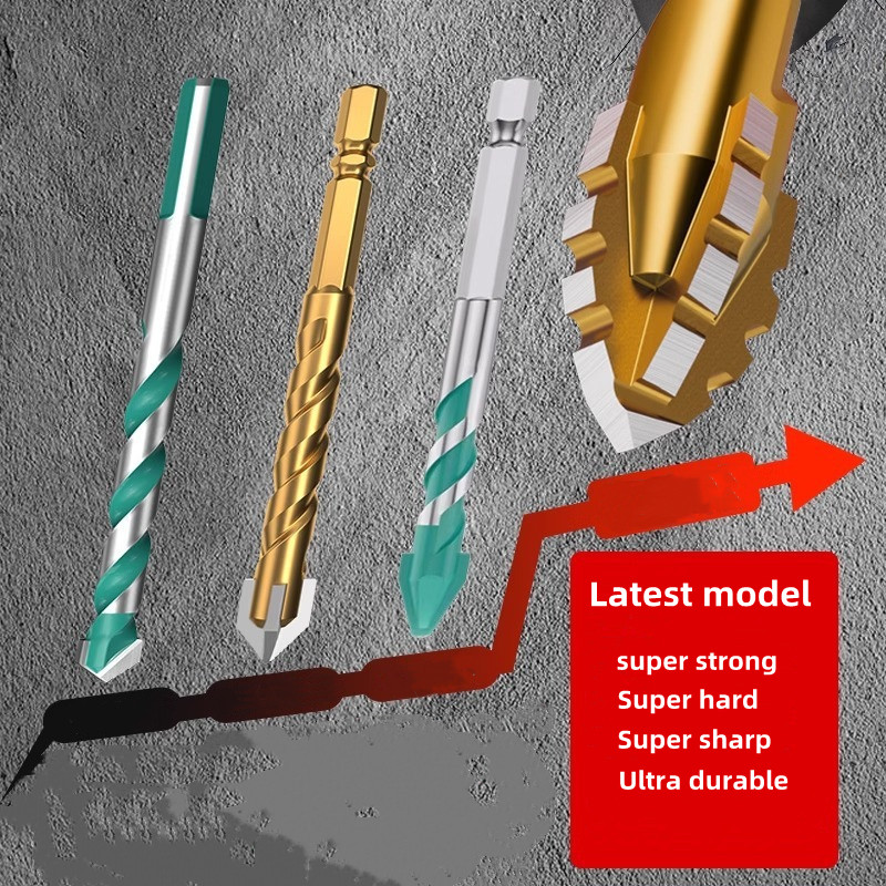 Upgraded Four-edged Sawtooth Drill Bit For Tile Drilling And Concrete Special Electric Drill Ultra-high Hardness Drill Bit