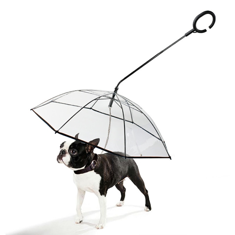 Animal de compagnie chien parapluie Transparent en forme de C parapluie fournitures pour animaux de compagnie chien réglable marche laisse dans les jours de pluie confortable et sec
