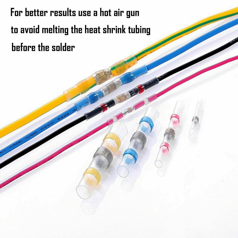 250 Pcs Solder Seal Wire Connectors Crimp Solder Butt Connectors Solder Connector Kit Automotive Marine Insulated