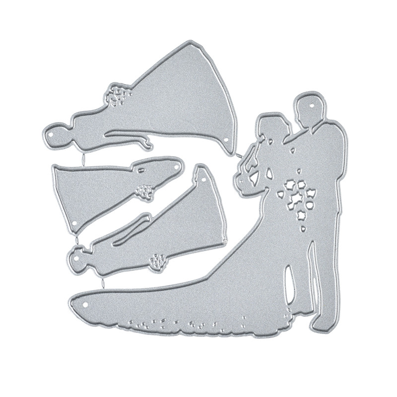 Kokorosa Wedding Dies Metal Cutting Dies for Card Making Scrapbooking Dies Embossing Stencil Craft Frame Couple Dies