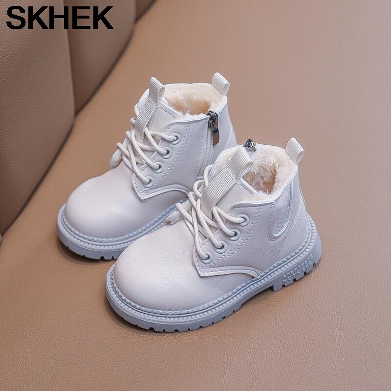 SKHEK enfants bottes de neige automne épaississement coton chaussures garçons filles imperméable antidérapant bottines enfants bottes en cuir