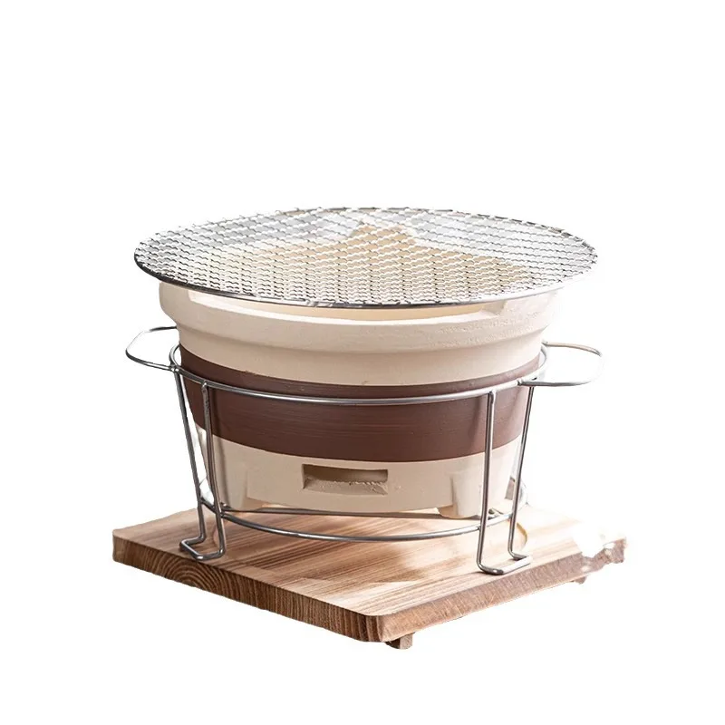 Indoor Ceramic Charcoal Grill BBQ Stove Fire Pit Home Use Heating Side Stove Outdoor Cooking Flame Retention Stove