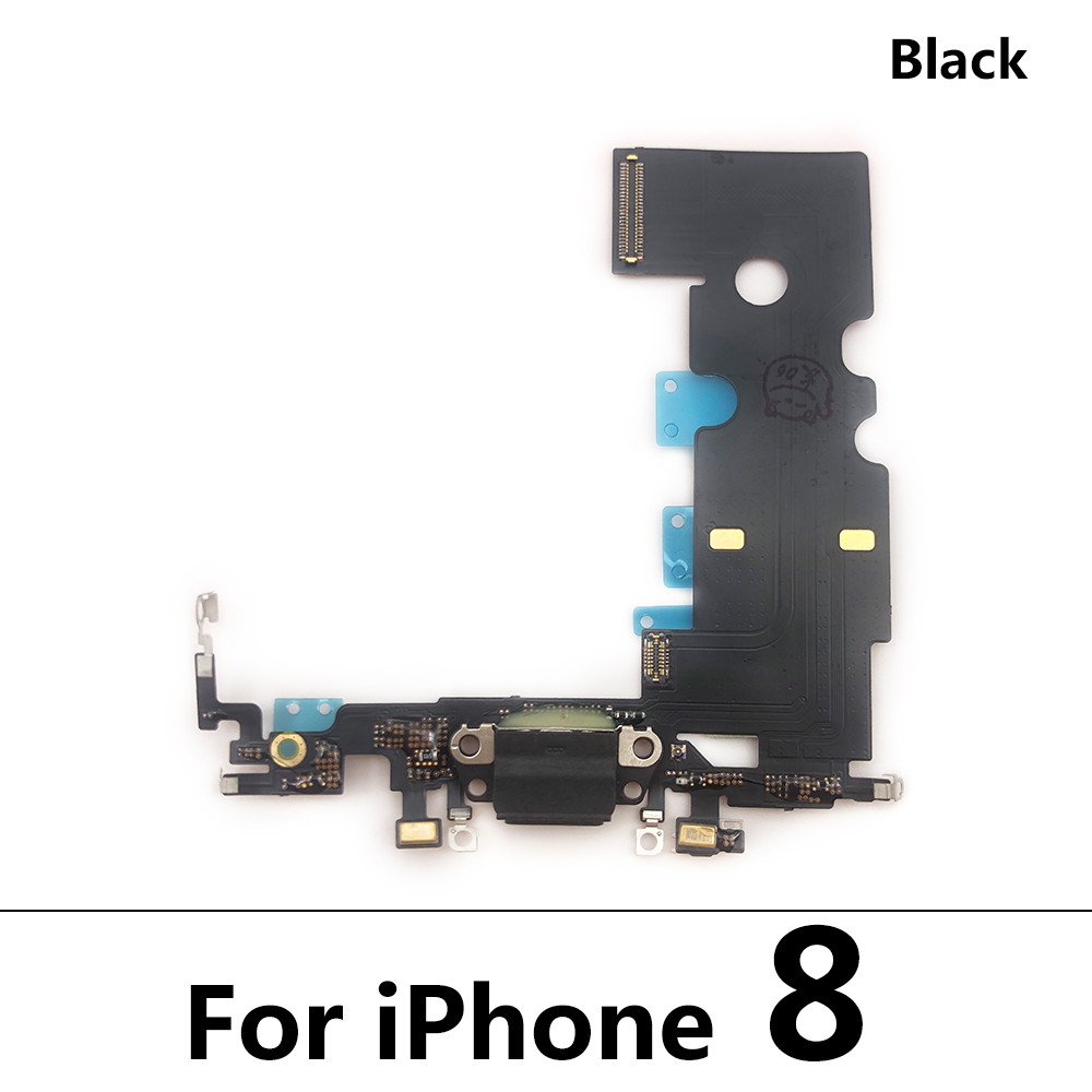 Original USB Charging Port Mic Microphone Dock Connector Board Flex Cable Repair Parts For Iphone 6 6S 7 8 Plus: For 8 Black Ori