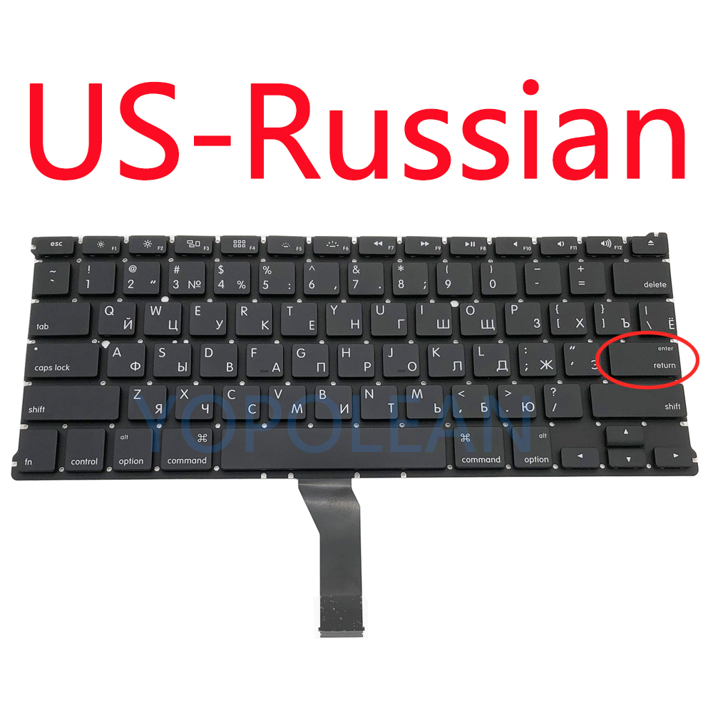 Klawiatura Zamienna US UK Rosyjski Hiszpański Francuski Niemiecki do Macbook Air 13" A1369 A1466: Czerwony