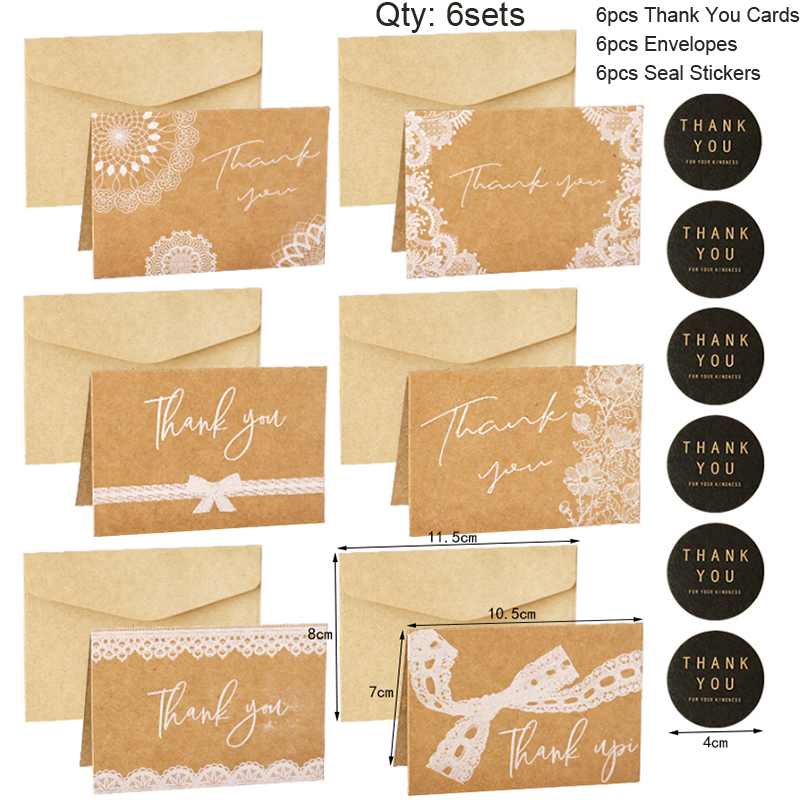 6Sets Kraft Kaarten Vrolijk Chritmas Wenskaarten Nieuwjaar Met Envelop En Xmas Tree Stickers Leuke Ontwerpen: Thank you Cards