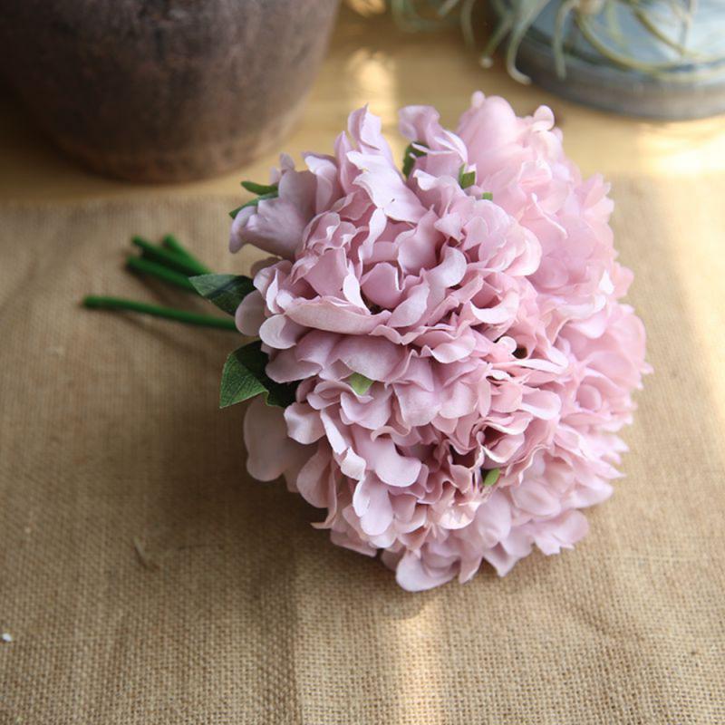 5 Heads/bunch Peony artificial flower Bouquet Wedding Decoration Silk Flower Valentine's Day Party home DIY Decoration Crafts: 06