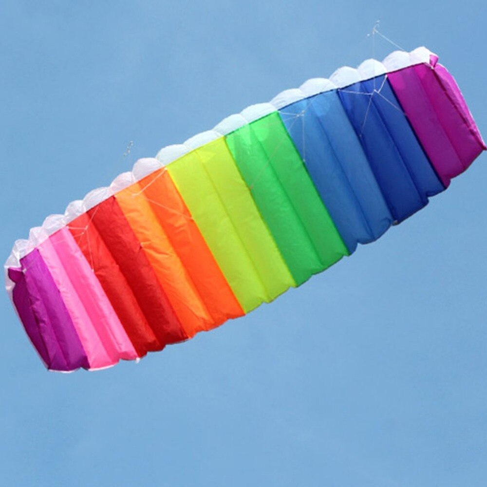 1.4/2/2.7m Rainbow Dual Line Kitesurfing Stunt Parachute Soft Parafoil Surfing Kite Sport Kite Large Outdoor Beach Flying Kite
