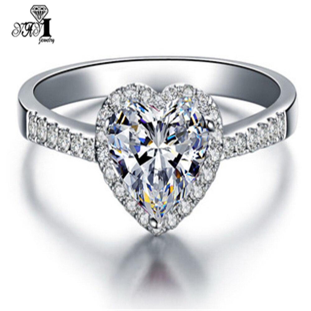 YaYI Frauen Schmuck Ring Herz 1.35CT Weiß CZ Silber Farbe Verlobungsringe hochzeit Partei Schellt