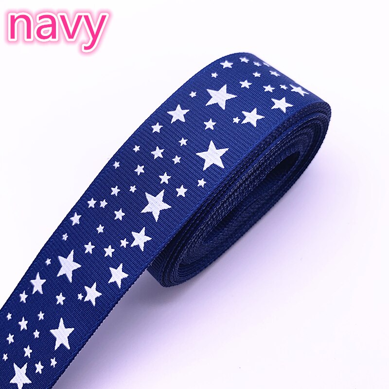 5yds 15Mm 20Mm 25Mm 38Mm Navy Grosgrain Lint Gedrukt Sterren Voor Kerst Bruiloft Decoratie Strik Diy naaien Handmand Craft: 15mm(5yards)