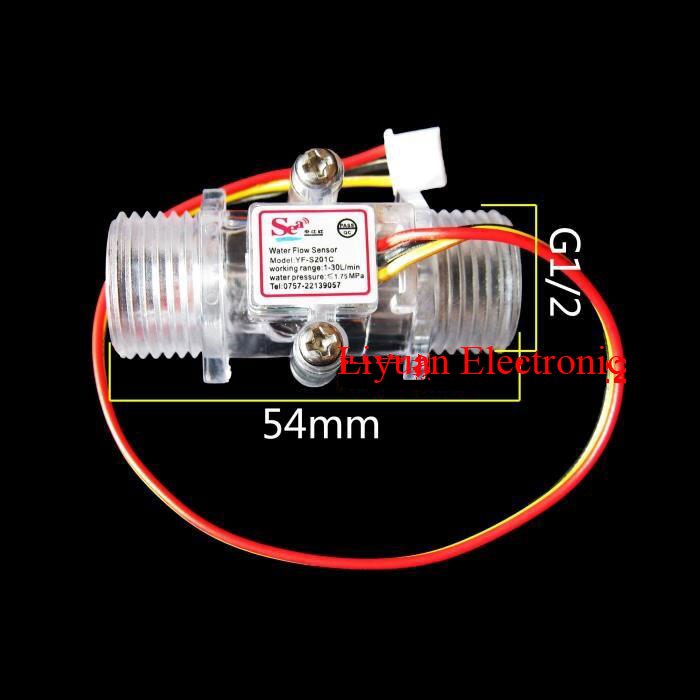 2pcs G1 / 2 transparent Flow Sensor / turbine flowmeter / 1-30L / min water Flow Sensor / transparent flow meter