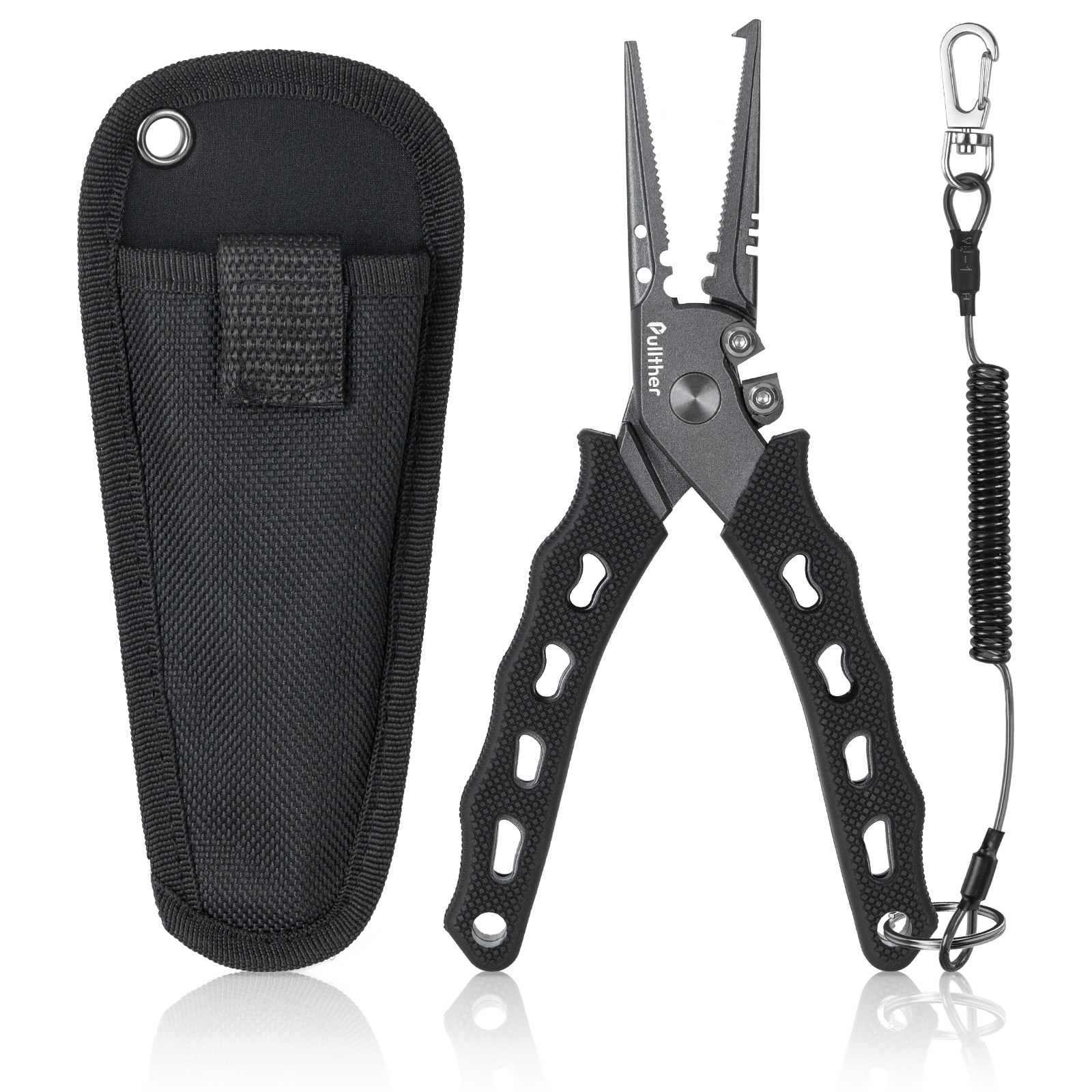 Alicates de pesca de acero inoxidable Pullther, cortadores de línea trenzada multifuncional, juego de alicates removedores de anzuelos, herramientas de aparejos de pesca: Blanco