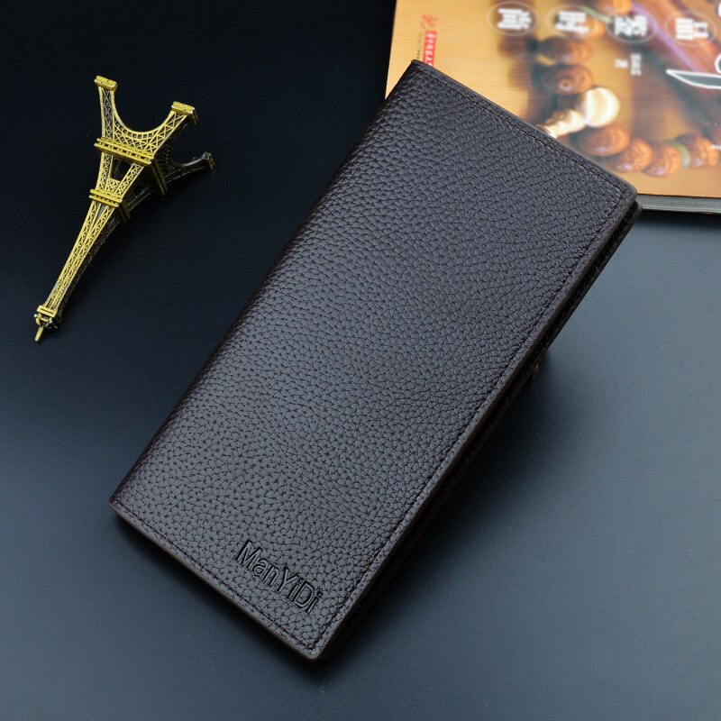 Long Man Wallet Business Purse Card Holders Men's Thin PU Leather Wallet Luxury Brand Folded Handy Slim Male Bag